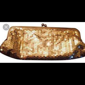 ANN TAYLOR Gold Sequined Clutch NWOT